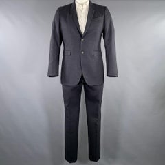 BURBERRY PRORSUM Size 42 Black Charcoal Stripe Virgin Wool Suit