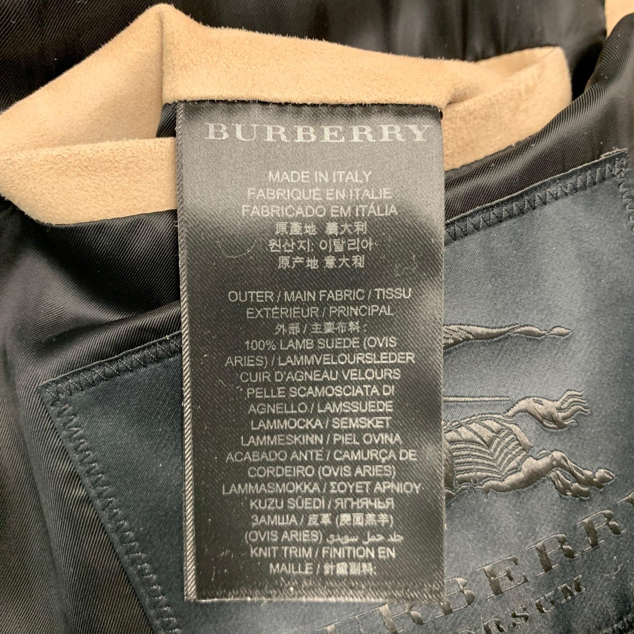 BURBERRY PRORSUM Size 42 Tan Lambskin Suede Zip Up Jacket For Sale 2