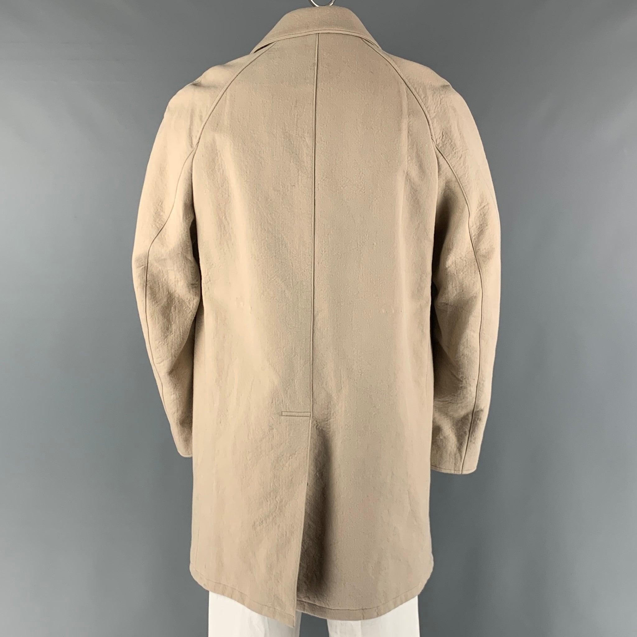 BURBERRY PRORSUM  Size 44 Beige Brown Mixed Fabrics Raglan Coat In Good Condition In San Francisco, CA