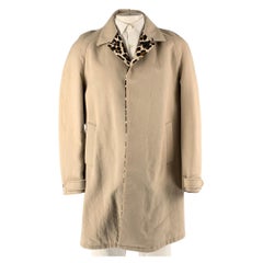 BURBERRY PRORSUM Size 44 Beige Brown Mixed Fabrics Raglan Coat