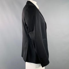 BURBERRY PRORSUM Size 44 Black Wool Notch Lapel Tuxedo Sport Coat