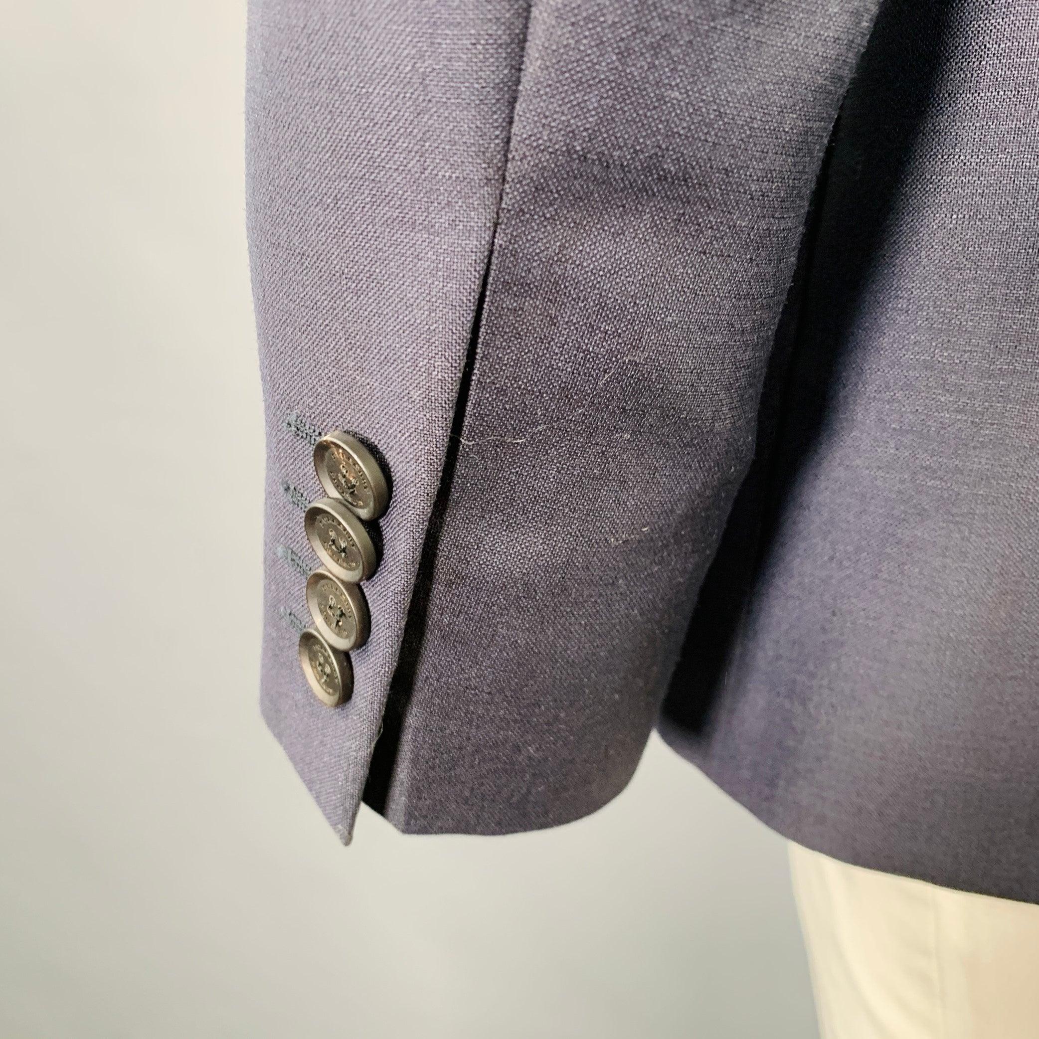 BURBERRY PRORSUM Size 44 Blue Indigo Double Breasted Sport Coat For Sale 2