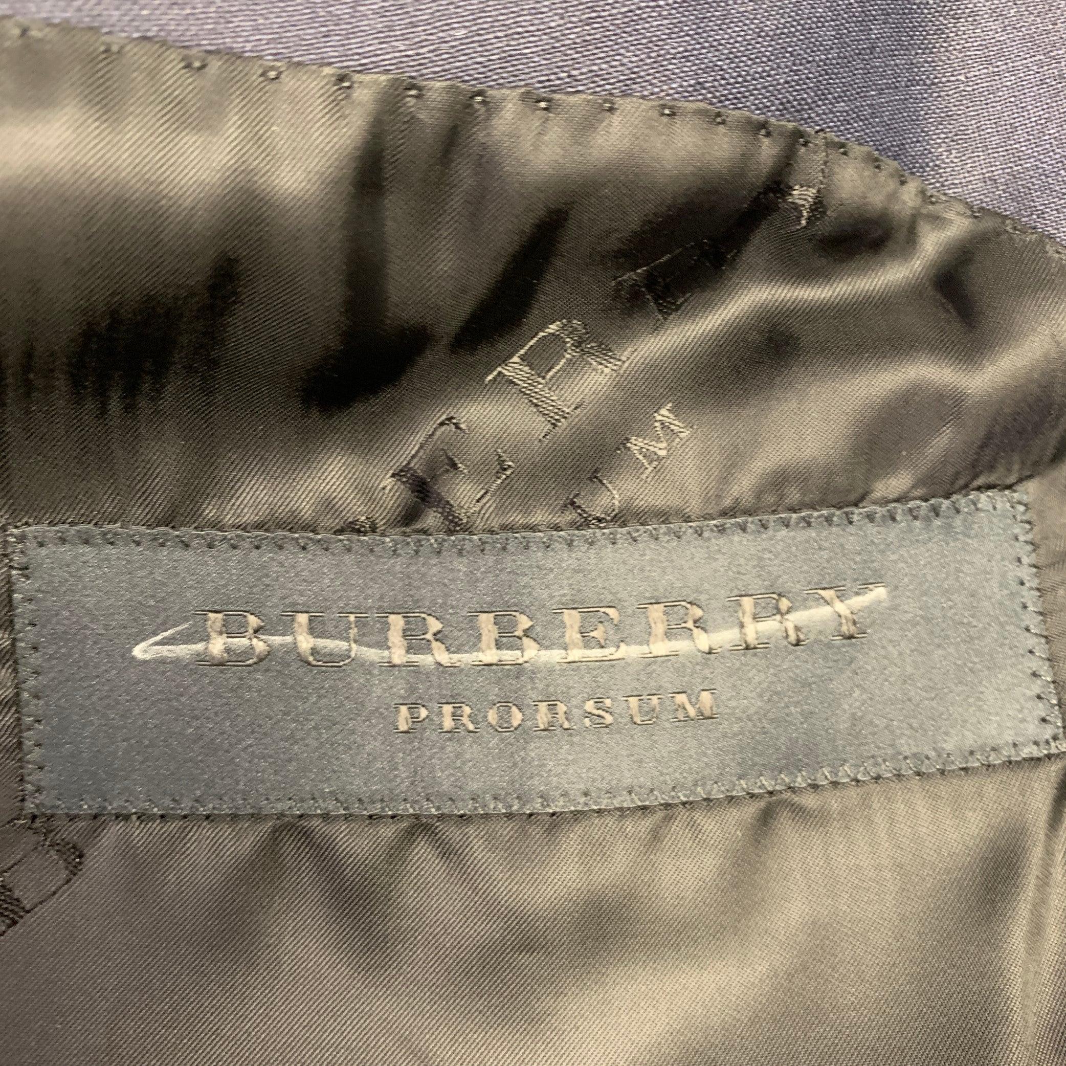 BURBERRY PRORSUM Size 44 Blue Indigo Double Breasted Sport Coat For Sale 3