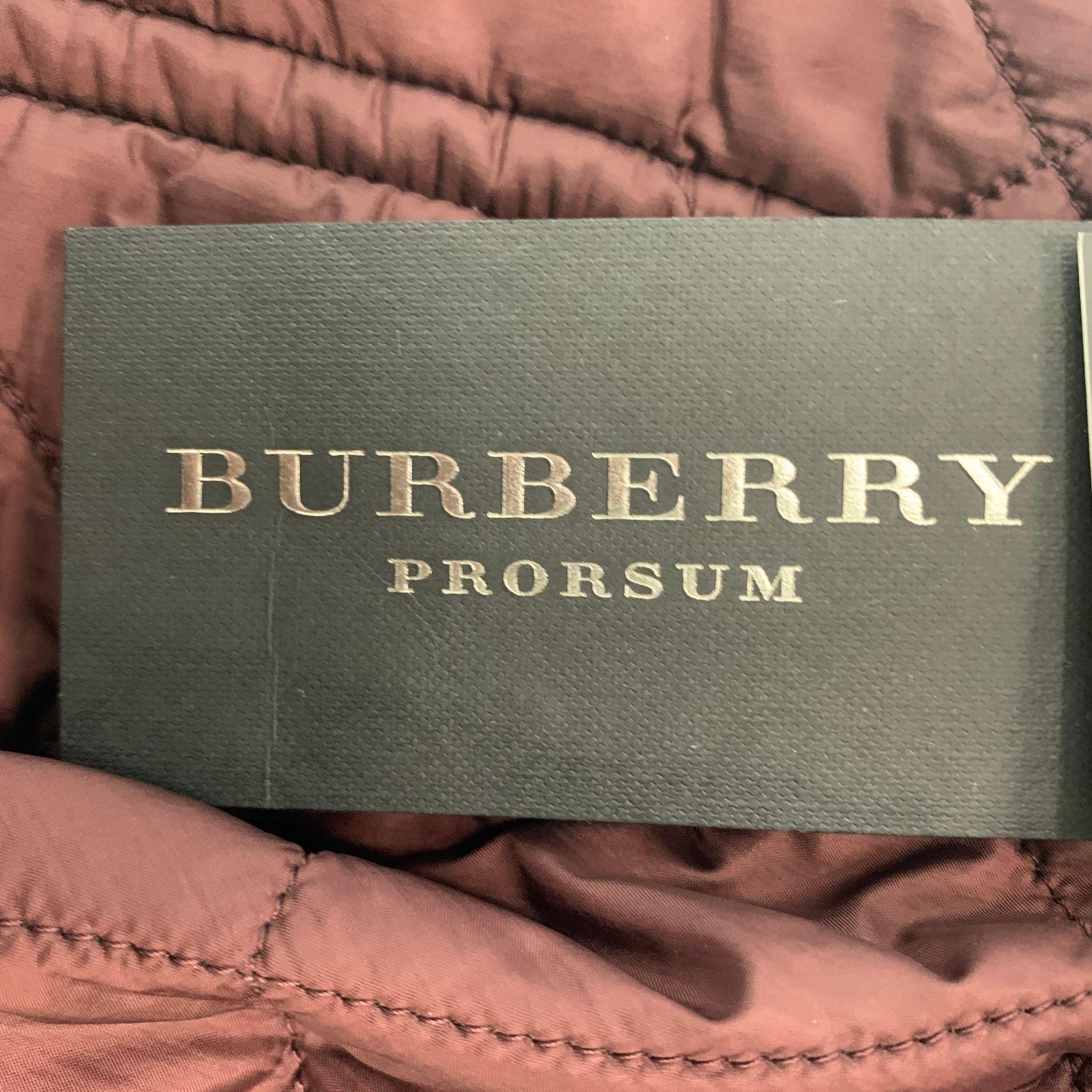 BURBERRY PRORSUM Size 44 Burgundy Quilted Nylon Jacket 3