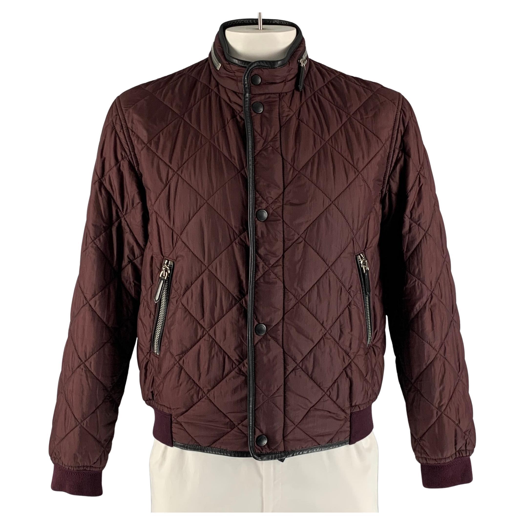 BURBERRY PRORSUM Size 44 Burgundy Quilted Nylon Jacket