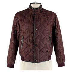BURBERRY PRORSUM Size 44 Burgundy Quilted Nylon Jacket