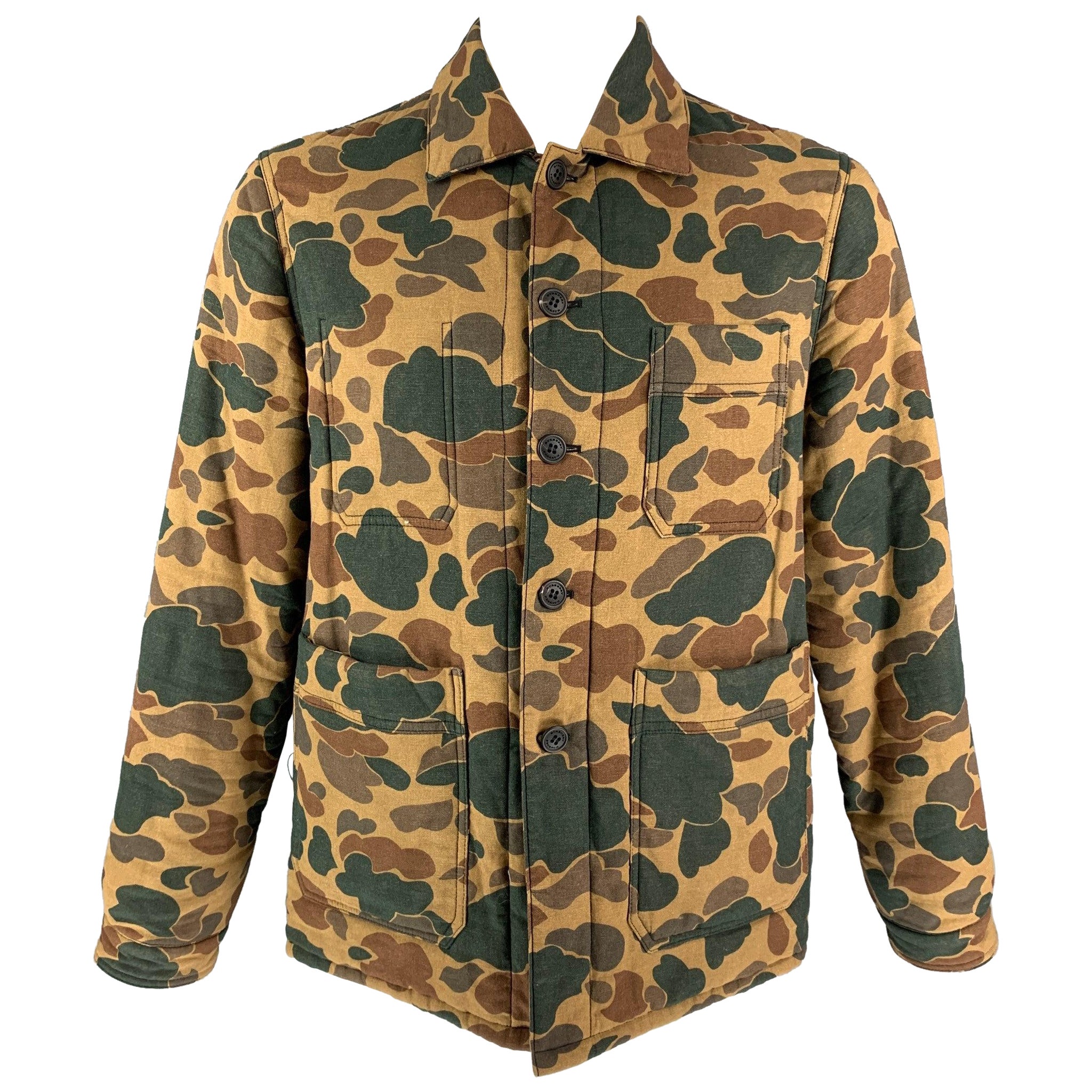 BURBERRY PRORSUM Veste de travailleur Camo en coton vert camel taille 44