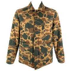 BURBERRY PRORSUM Veste de travailleur Camo en coton vert camel taille 44