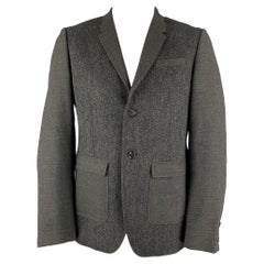 BURBERRY PRORSUM Größe 44 Grauer Sportmantel aus Schurwolle mit Reißverschluss und Revers