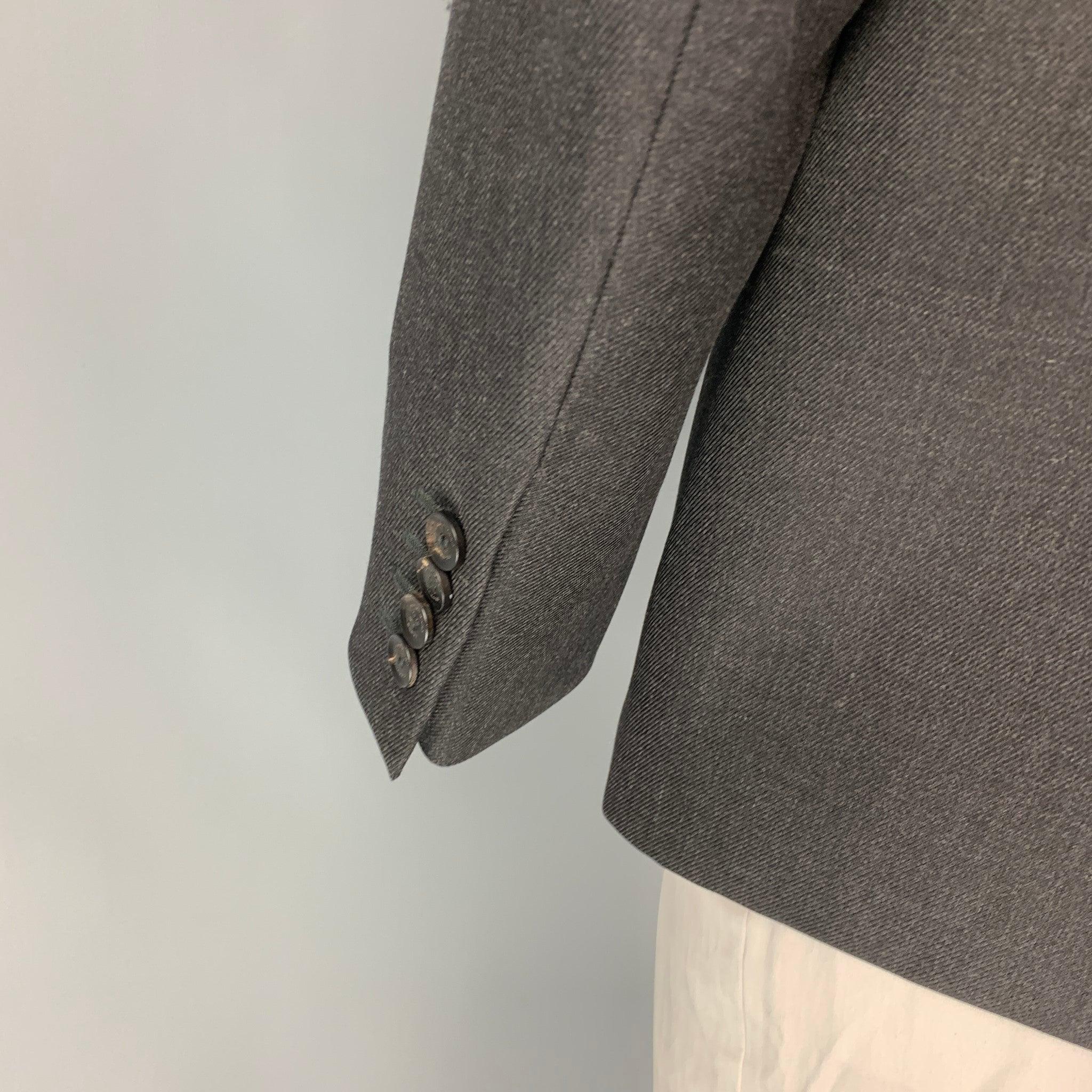 BURBERRY PRORSUM Größe 44 Regular anthrazitfarbener Wollmantel mit Neckholder-Revers in Holzkohle Herren im Angebot