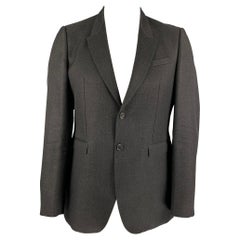 BURBERRY PRORSUM Talla 44 Regular Chaquetón de lana gris oscuro con solapa de muesca