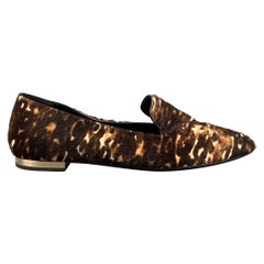 BURBERRY PRORSUM Taille 5 Chaussures à enfiler en cuir marron imprimé animal en poils de poney