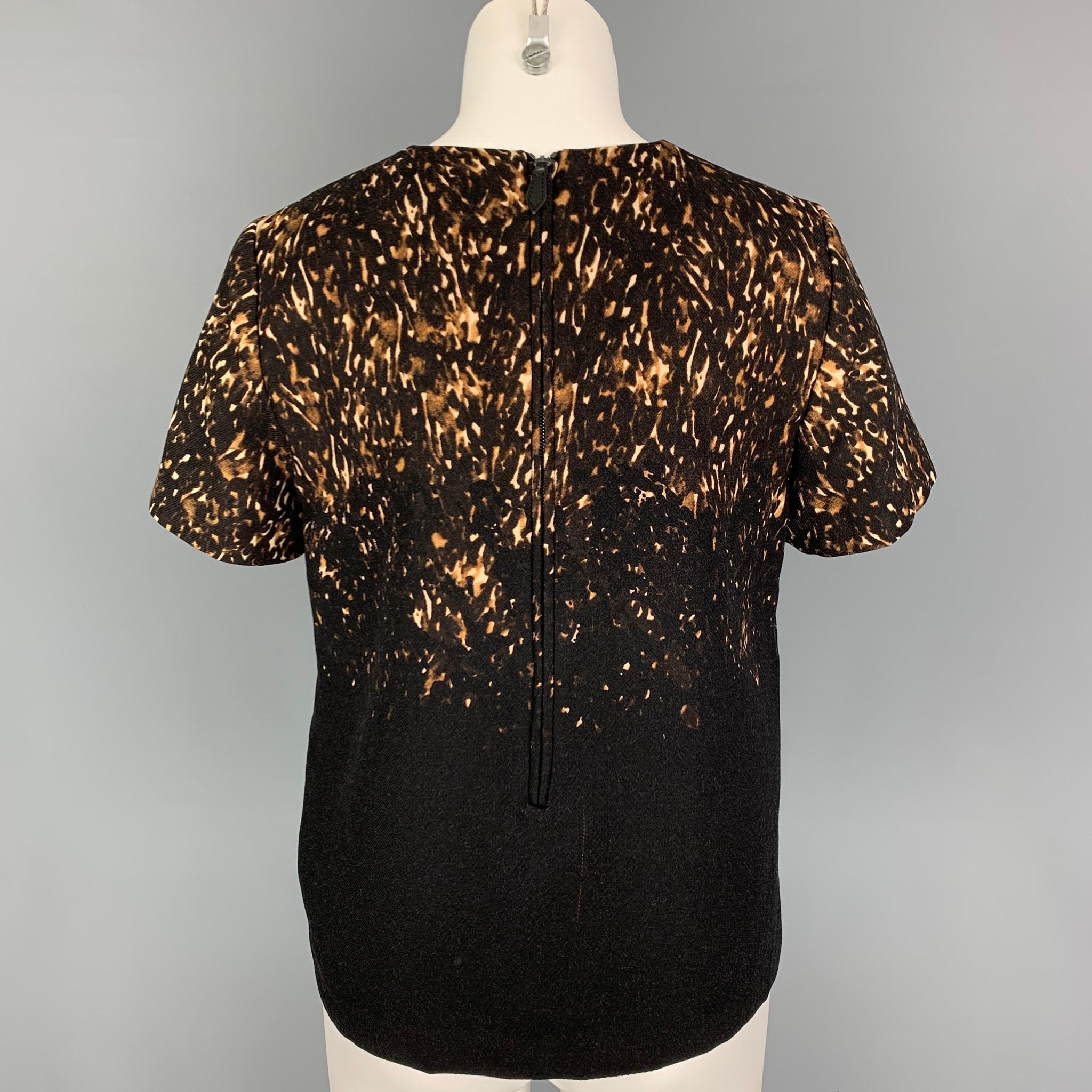Gray BURBERRY PRORSUM Size 6 Black Brown Print Wool Dress Top