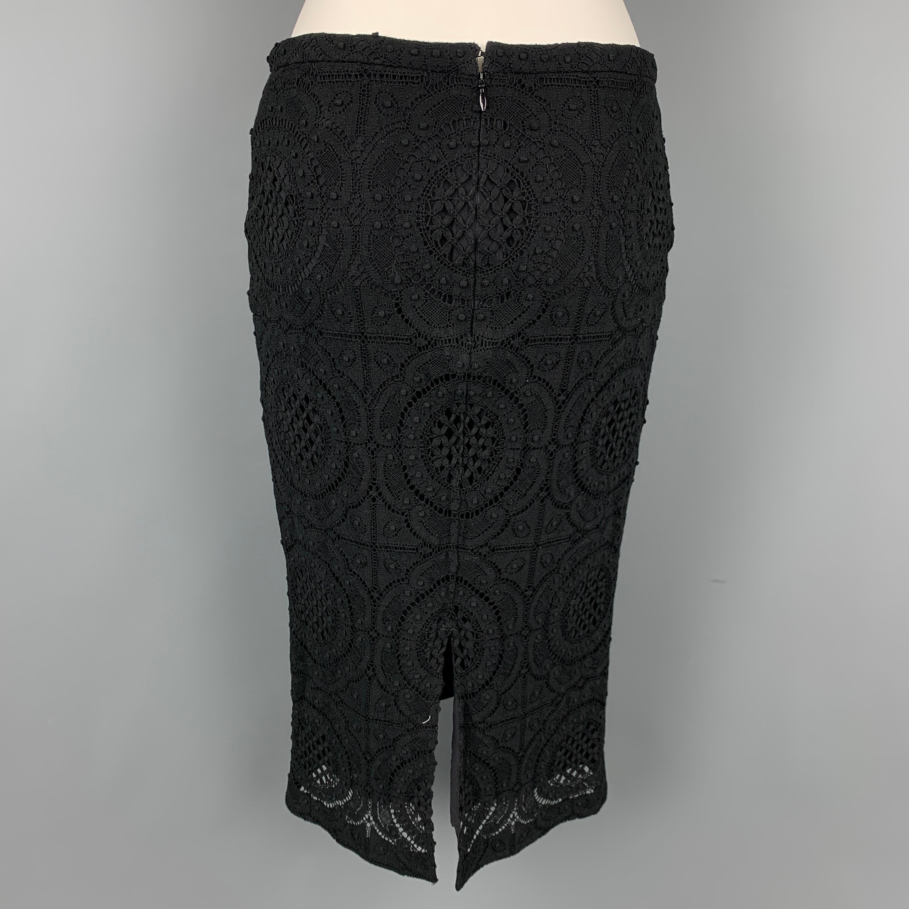 BURBERRY PRORSUM Size 6 Black Knitted Cotton / Nylon Pencil Skirt In Good Condition In San Francisco, CA