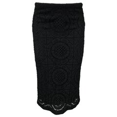 BURBERRY PRORSUM Size 6 Black Knitted Cotton / Nylon Pencil Skirt