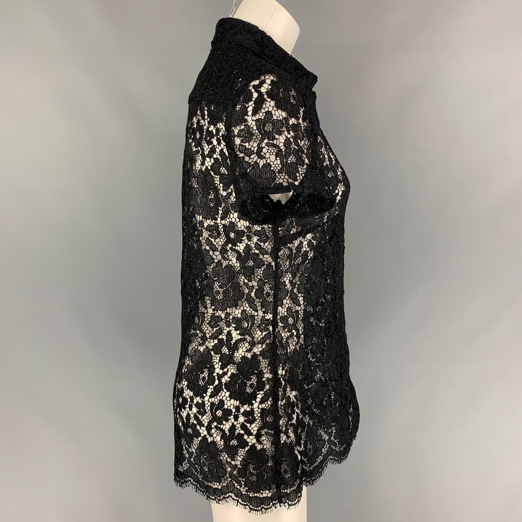 BURBERRY PRORSUM Größe 6 Schwarz Polyester Guipure Hidden Placket Kleid Top im Zustand „Gut“ im Angebot in San Francisco, CA