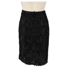 BURBERRY PRORSUM Size 6 Black Rayon Polyamide Guipure Pencil Skirt