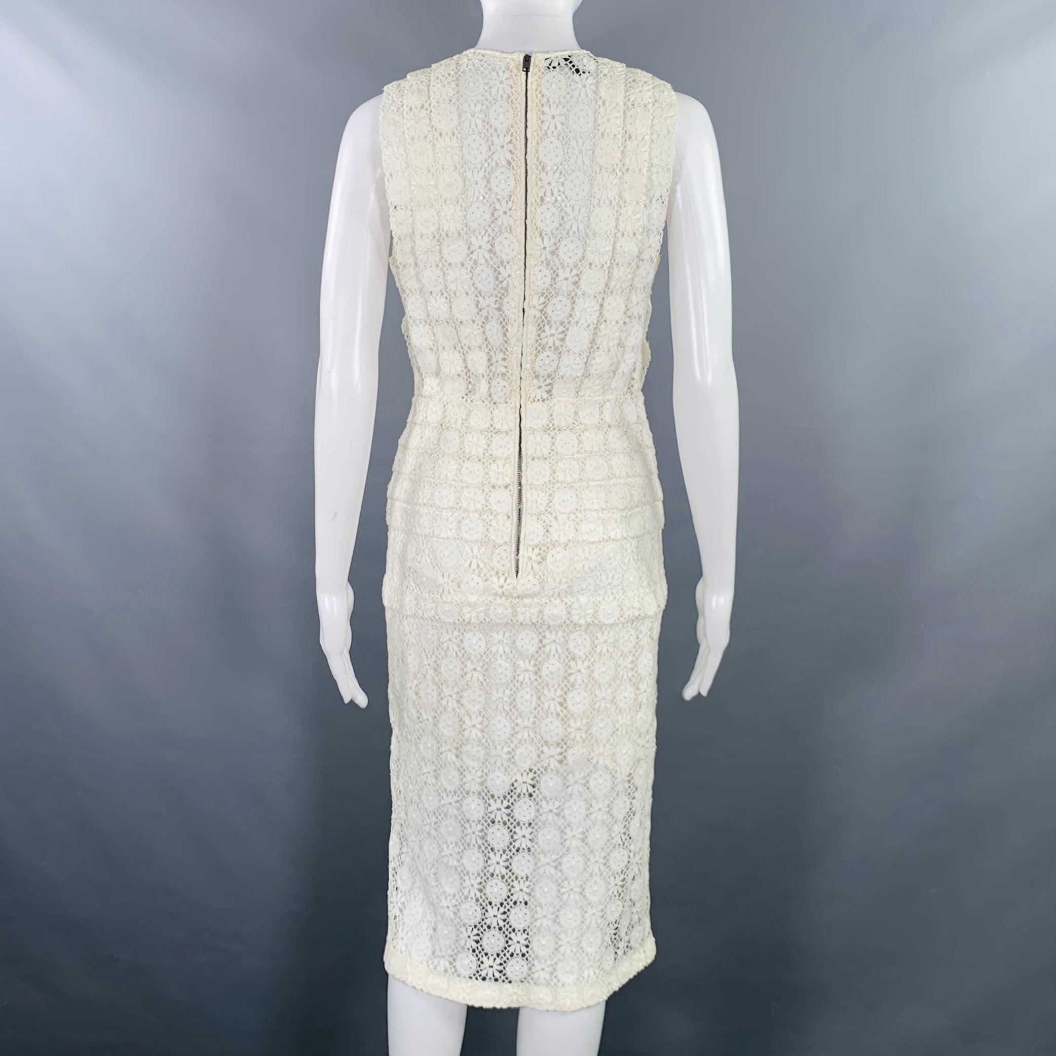 Women's BURBERRY PRORSUM Size 6 White Cream Cotton A-Line Dress For Sale