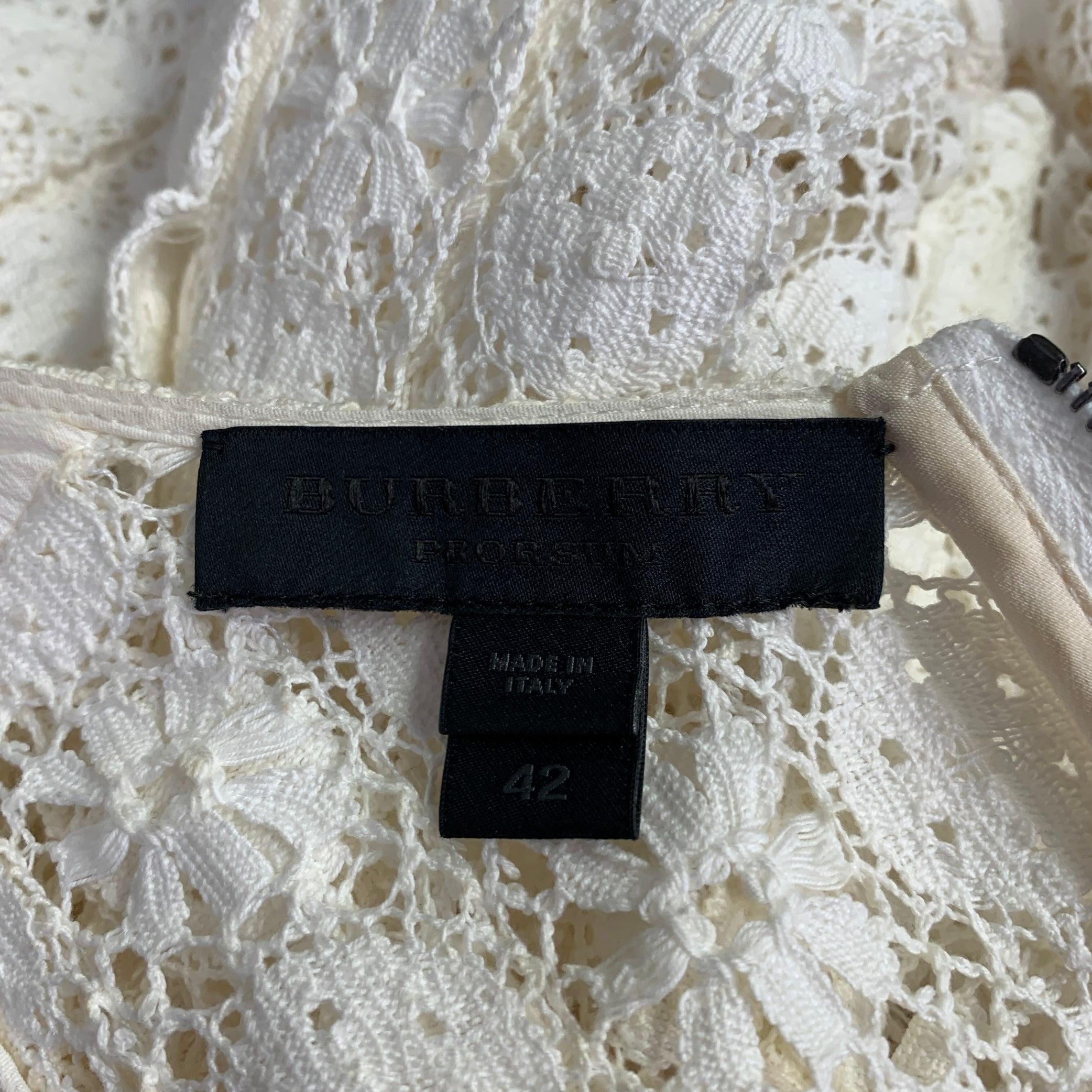 BURBERRY PRORSUM Size 6 White Cream Cotton A-Line Dress For Sale 1