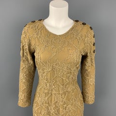 BURBERRY PRORSUM Robe droite en dentelle d'olivier et coton mélangé taille 8