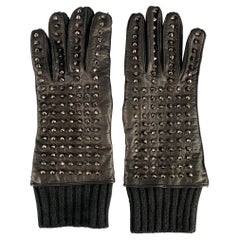 BURBERRY PRORSUM Size 9 Black Studded Leather Metal Gloves BURBERRY PRORSUM Size 9 Black Studded Leather Metal Gloves