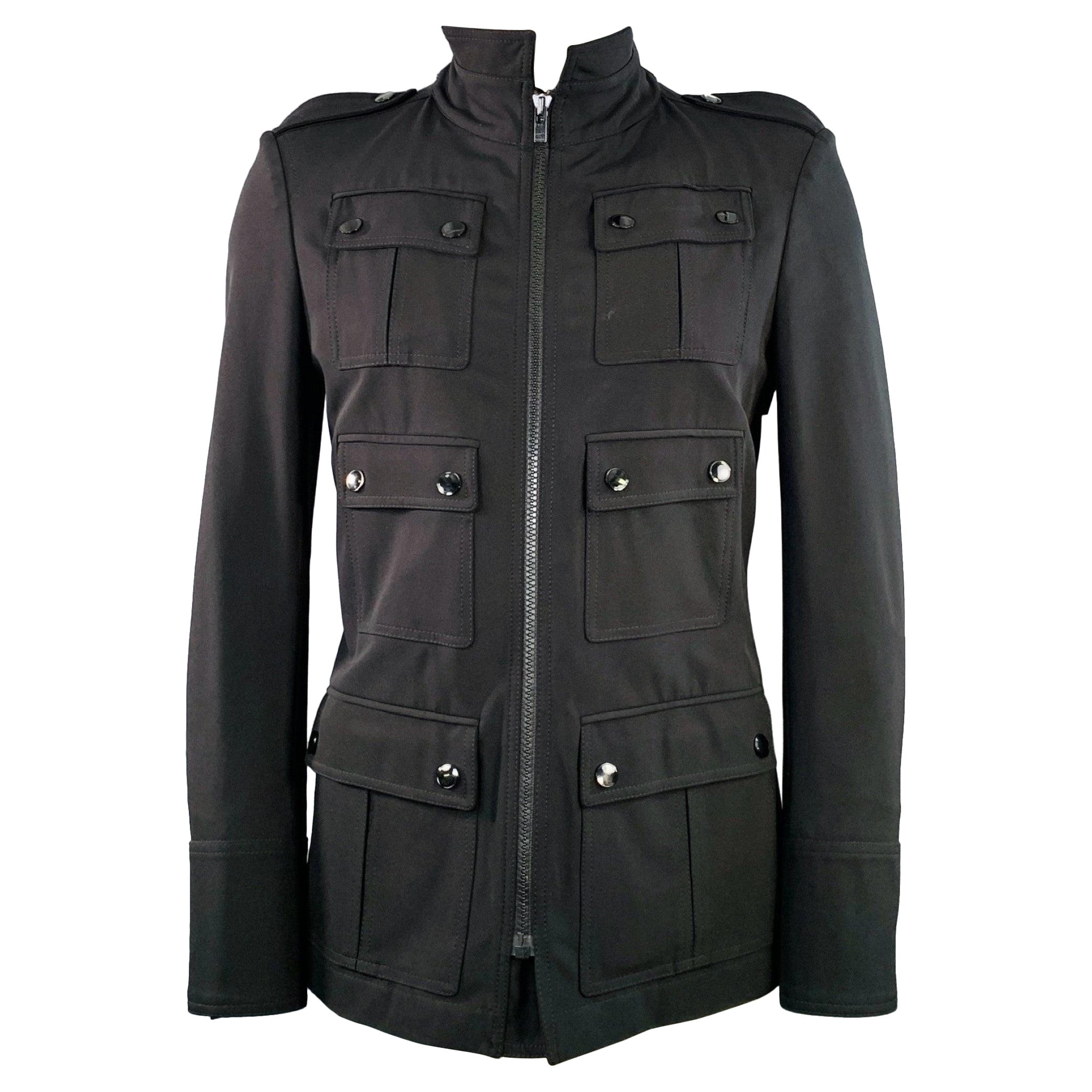 BURBERRY PRORSUM Size L Black Polyamide Blend Patch Pockets Zip Up Jacket