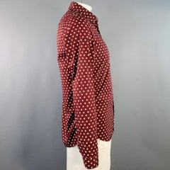 BURBERRY PRORSUM Size L Burgundy Beige Polka Dot Cotton Long Sleeve Shirt