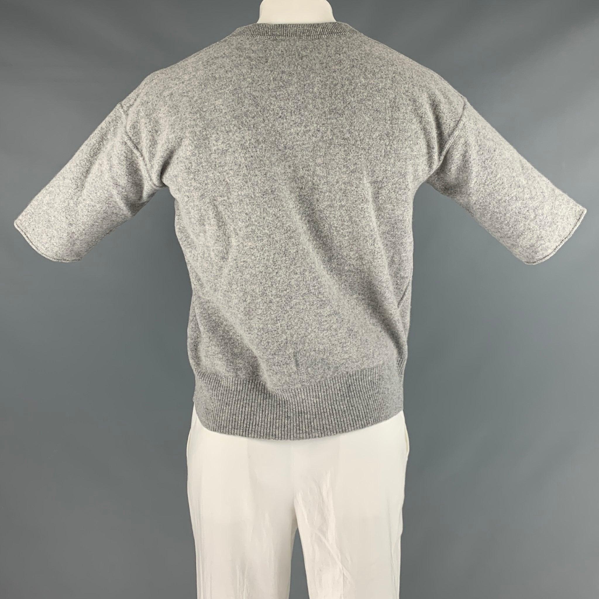 Men's BURBERRY PRORSUM Size L Grey Green Applique T-shirt For Sale