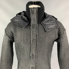 BURBERRY PRORSUM Size L Grey Silver Ribbed Zip Jacket