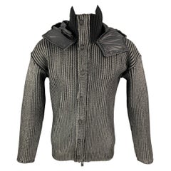 BURBERRY PRORSUM Size L Grey Silver Ribbed Zip Jacket