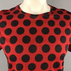 BURBERRY PRORSUM Size L Red Polka Dot Cotton Crew-Neck T-shirt