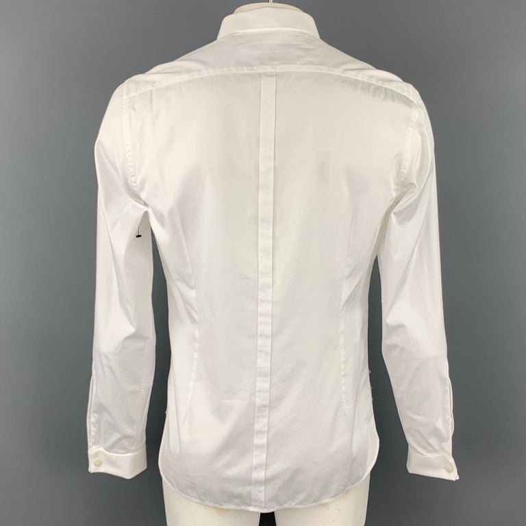 BURBERRY PRORSUM Size 38 White Solid Cotton One pocket Long Sleeve Shirt