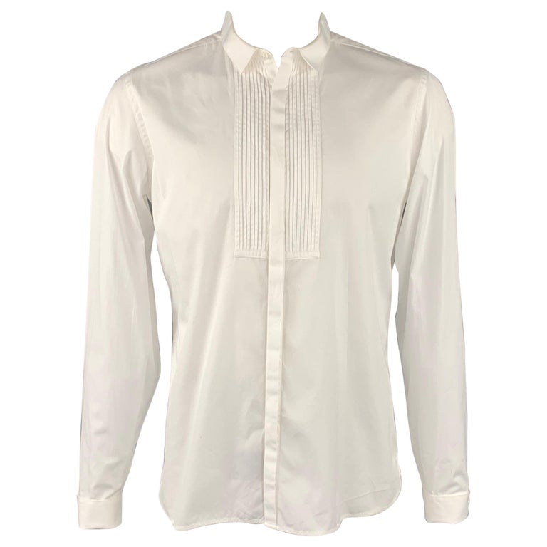 BURBERRY PRORSUM Size L White Cotton French Cuff Long Sleeve Shirt For Sale  at 1stDibs