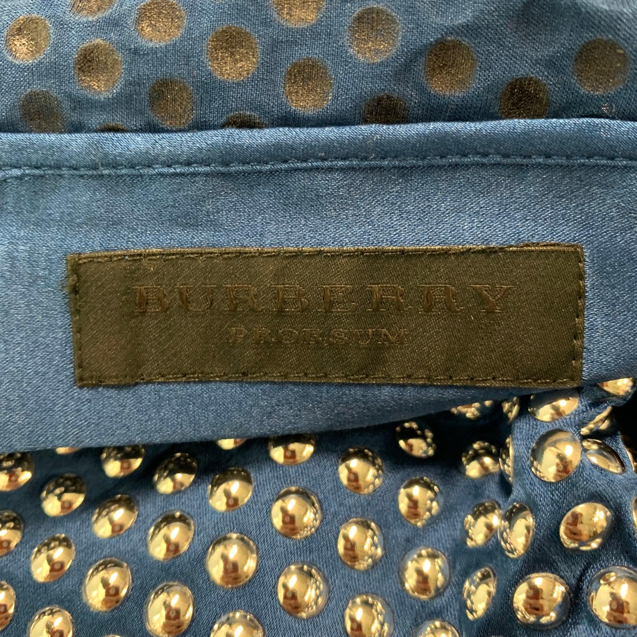 BURBERRY PRORSUM Größe M Blau Silber Seide  Elastane Nieten-Kleid mit Racerback-Oberteil im Angebot 1
