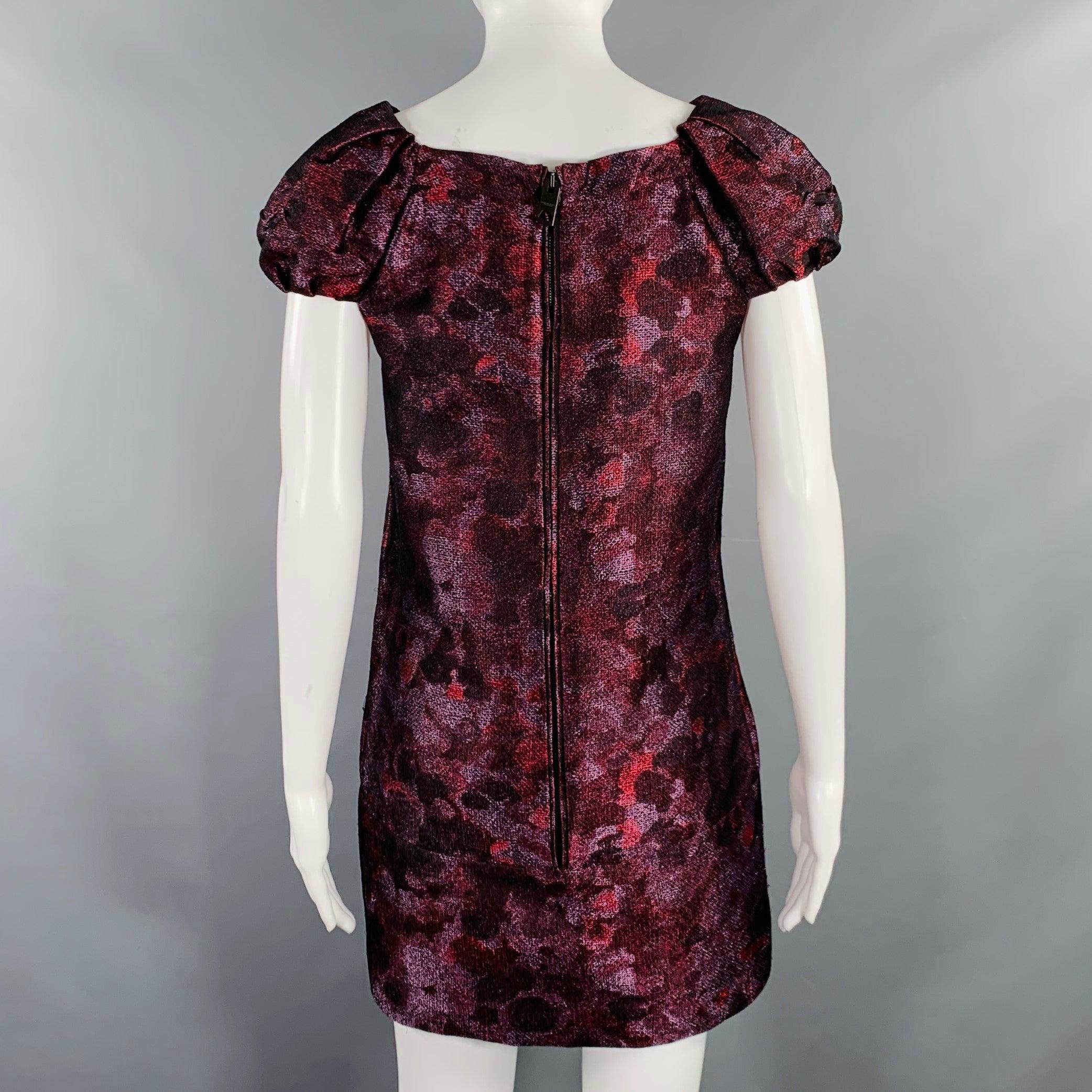 BURBERRY PRORSUM Size M Burgundy Purple Polyester Sheath Cocktail Dress In Good Condition For Sale In San Francisco, CA