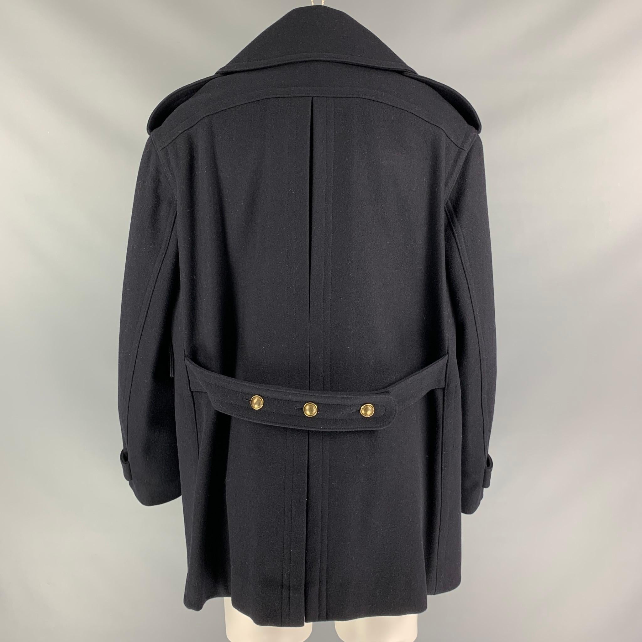 BURBERRY PRORSUM Fall 2010 M/L Oversized Navy Blue Wool Double Breasted Coat In Good Condition In San Francisco, CA