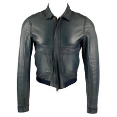 BURBERRY PRORSUM Chaqueta Blouson de cuero azul marino talla S