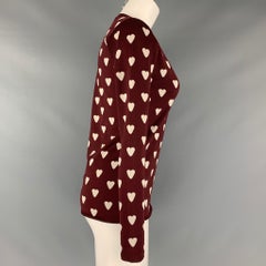 BURBERRY PRORSUM Size S Brown Silk Blend Print V-Neck Sweater
