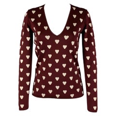 Burberry Prorsum Taille S Pull à col en V imprimé en mélange de soie Brown