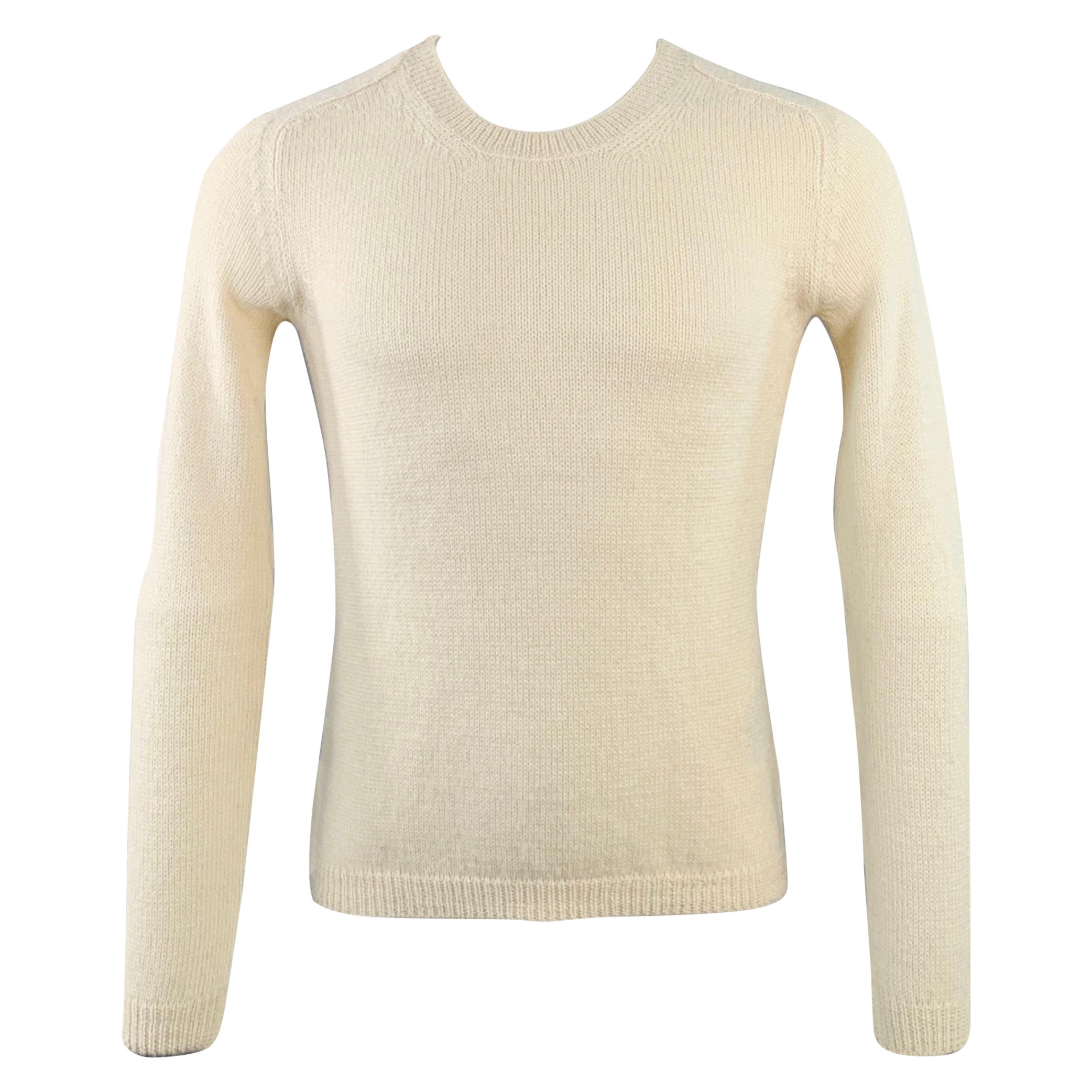 BURBERRY PRORSUM Size S Cream Knit Alpaca Crew Neck Pullover
