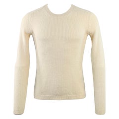 BURBERRY PRORSUM Size S Cream Knit Alpaca Crew Neck Pullover