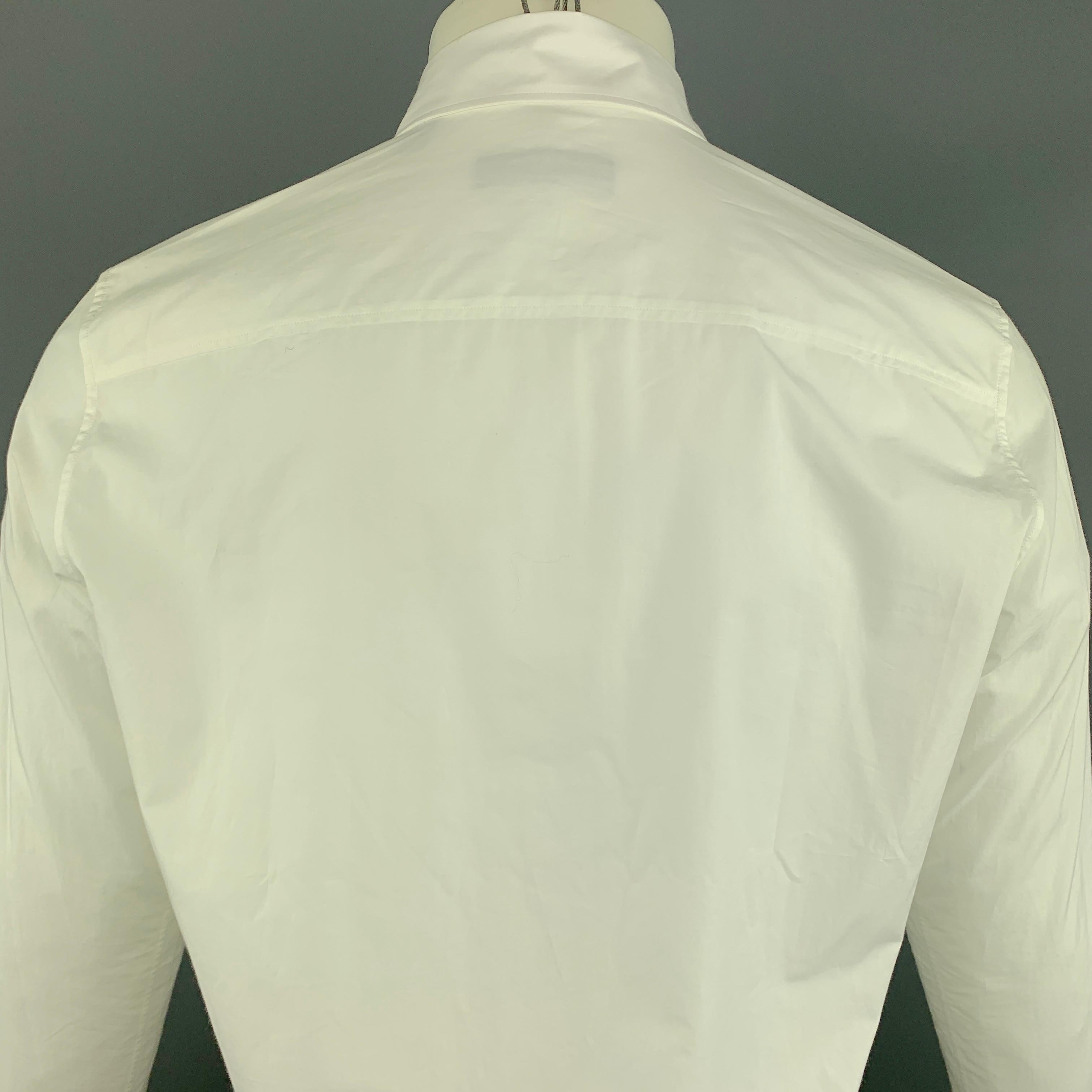 Men's BURBERRY PRORSUM Size S White & Black Applique Cotton Long Sleeve Shirt