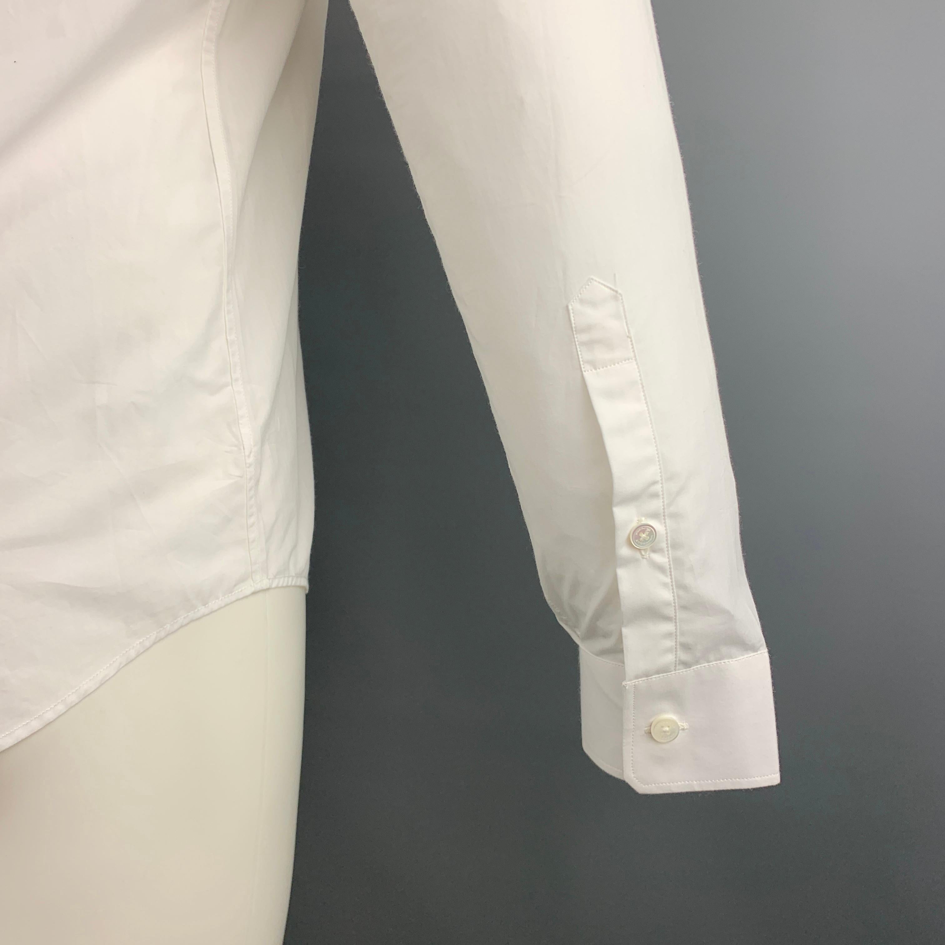 BURBERRY PRORSUM Size S White & Black Applique Cotton Long Sleeve Shirt 1