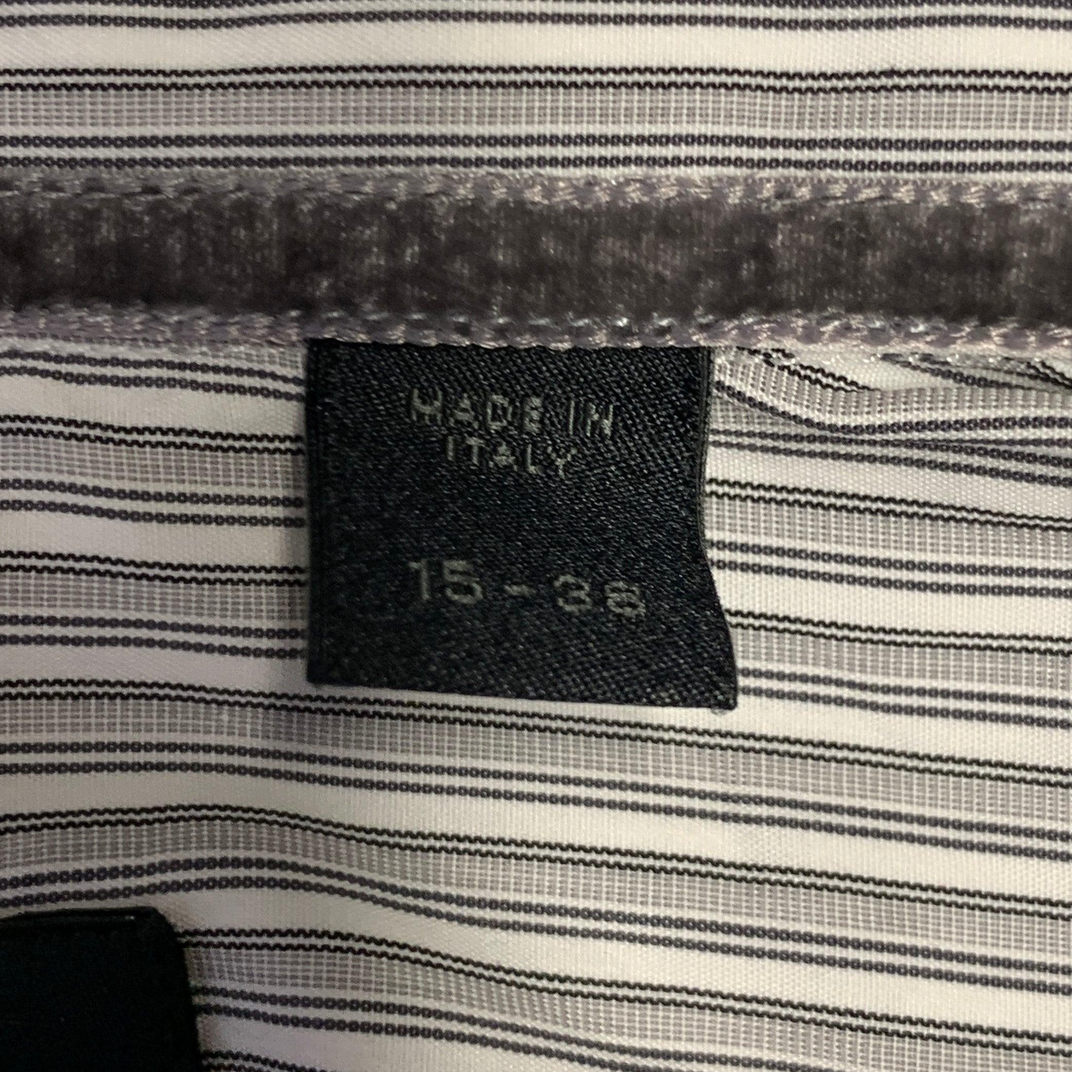 Burberry Prorsum Taille S White Grey Stripe Cotton One Pocket Long Sleeve Shirt en vente 5
