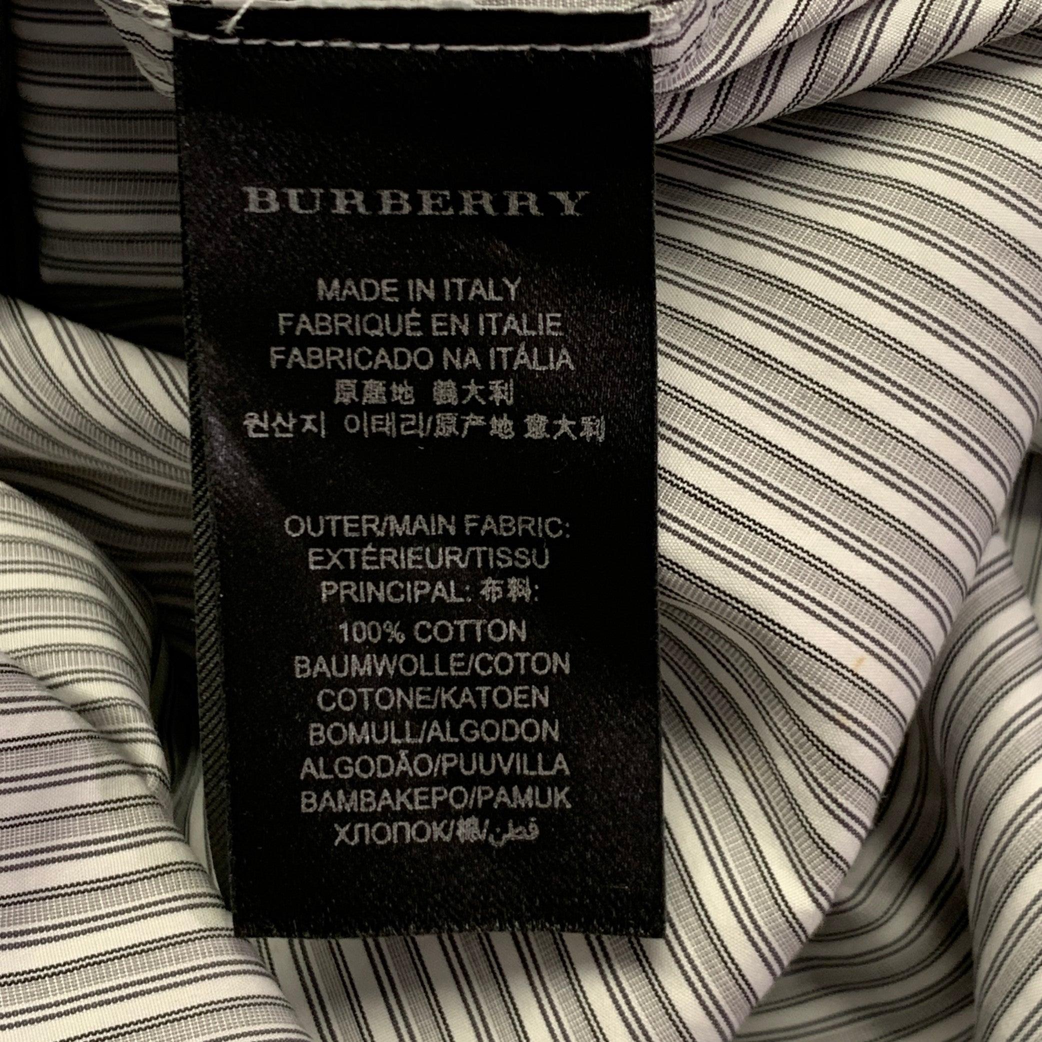 Burberry Prorsum Taille S White Grey Stripe Cotton One Pocket Long Sleeve Shirt en vente 6