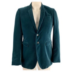 BURBERRY PRORSUM Sportmantel aus blauem Samt mit Notch-Revers, Größe US 42