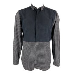 BURBERRY PRORSUM Talla XL Camisa de manga larga con botones ocultos de guinga gris