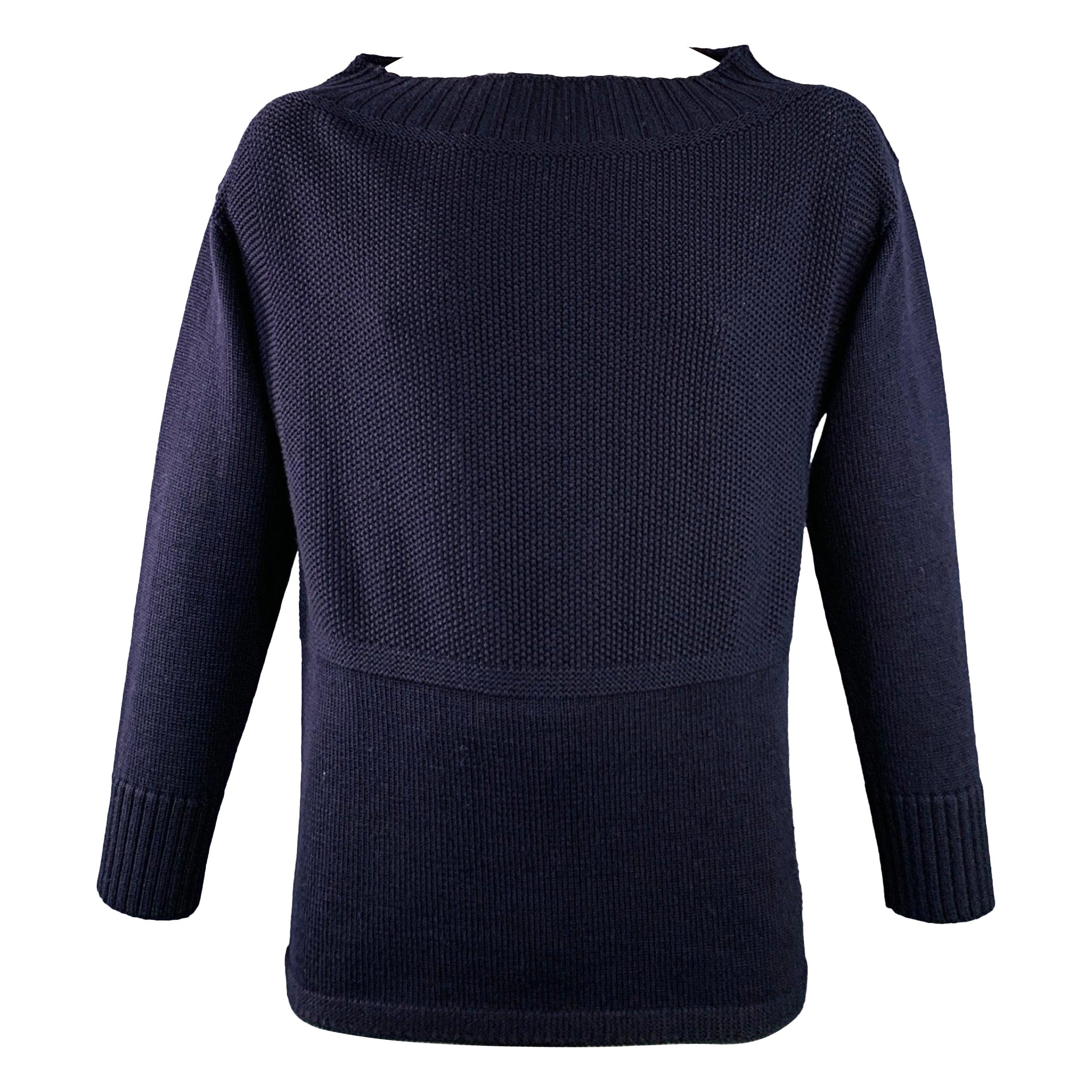 BURBERRY PRORSUM Size XL Navy Knit Virgin Wool Scoop Neck Sweater