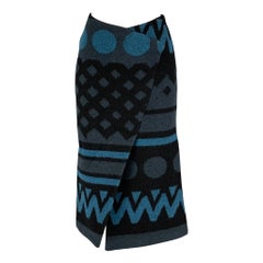 BURBERRY PRORSUM Size XS Blue Navy Wool Cashmere Abstract Pencil Skirt