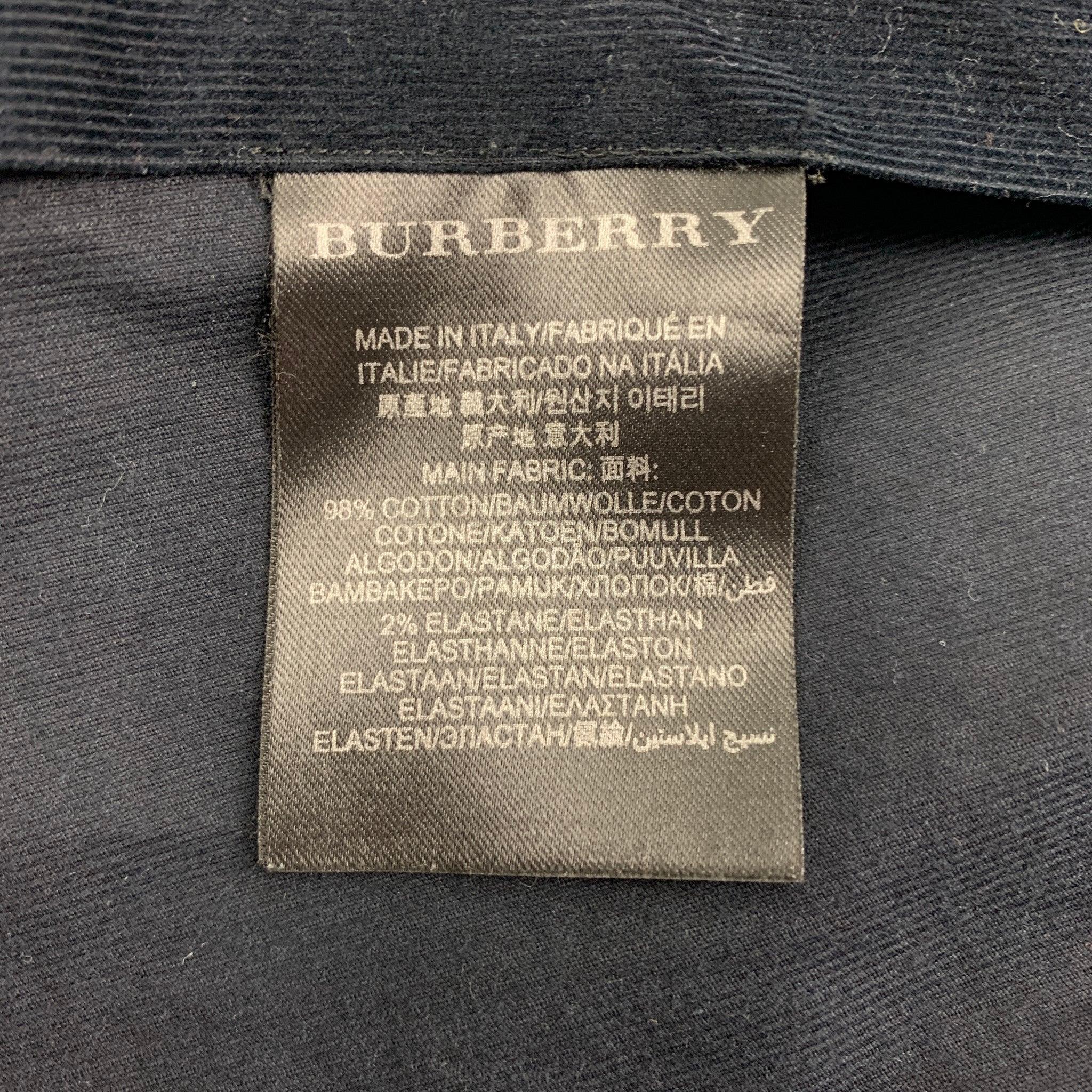 Men's BURBERRY PRORSUM Size XS Navy Textured Cotton Long Sleeve Shirt For Sale